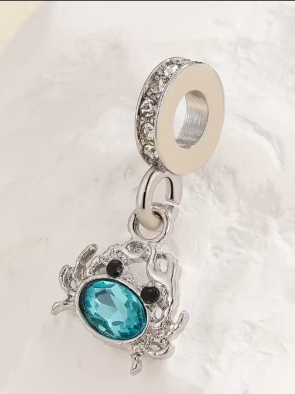 Sparkly Ocean Blue Crystal Rhinestone Crab Bracelet Charm Fashion Pendant